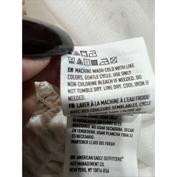 American Eagle Yellow/Black Eyelet Boho Floral Tiered Ruffle Skirts Women Sz SP - Picture 9 of 14